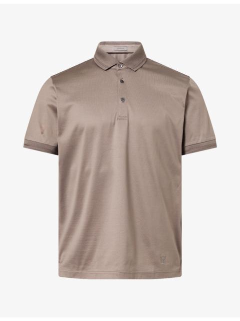 CORNELIANI Knitted-Collar Mercerized Cotton Polo T-Shirt