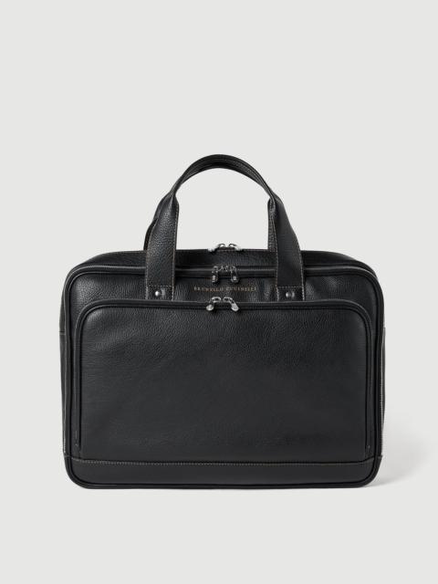 Brunello Cucinelli Grained calfskin briefcase with zipper