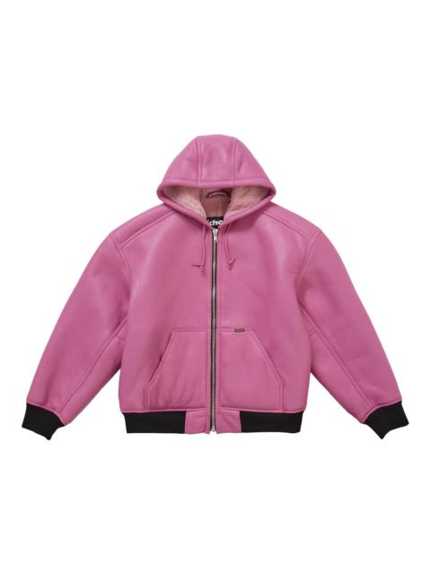 Supreme Schott Shearling Hooded Work Jacket Pink
