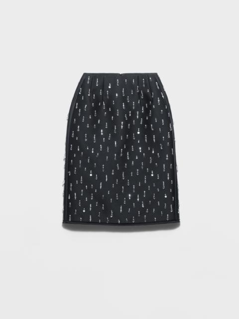 Prada Embroidered scuba midi-skirt