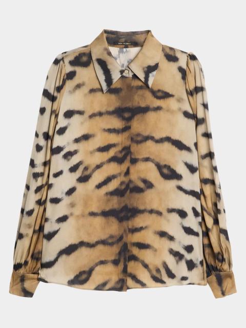 KOBI HALPERIN Davis Animal-Print Silk-Blend Blouse