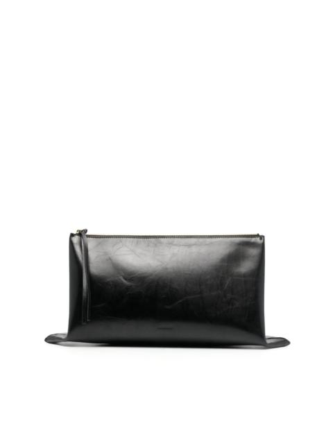 Jil Sander debossed-logo leather clutch