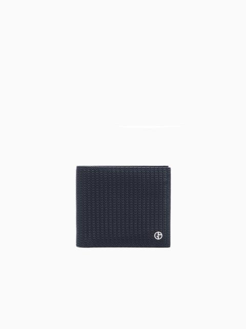 GIORGIO ARMANI BIFOLD WALLET IN EMBOSSED LEATHER