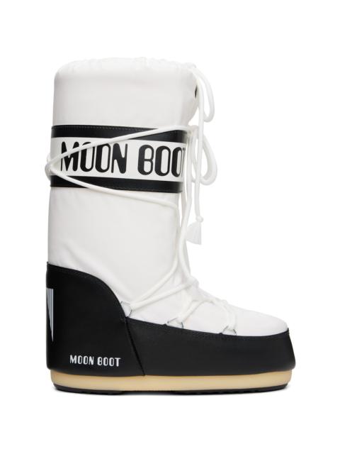MOON BOOT White & Black Icon Nylon Boots