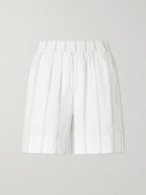 SKALL Vetiver striped organic cotton shorts White