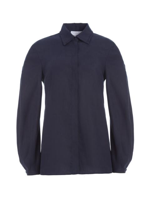 GABRIELA HEARST Delmer Top in Navy Aloe Linen