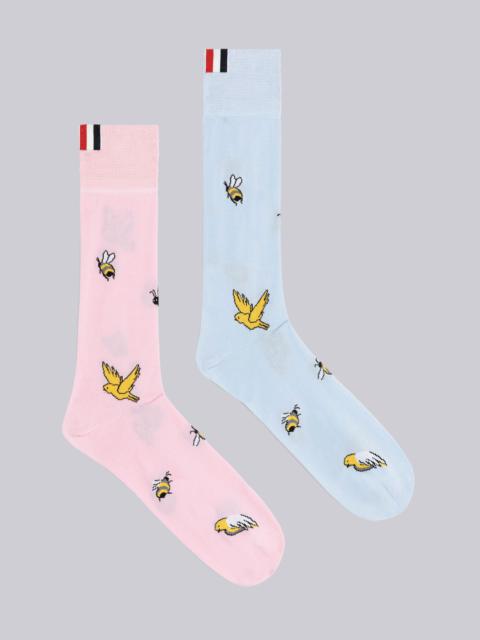 Thom Browne Fun-Mix Mercerized Cotton Birds and Bees Mid Calf Socks