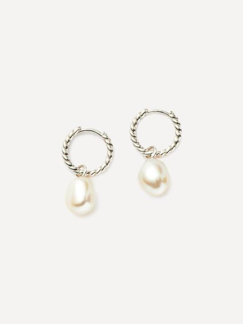 MISSOMA Sterling Silver Pearl Twisted Small Drop Hoop Earrings