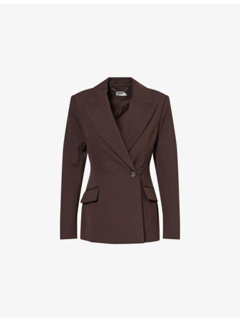 SIMKHAI Surabhi Peak-Lapels Stretch-Woven Blazer