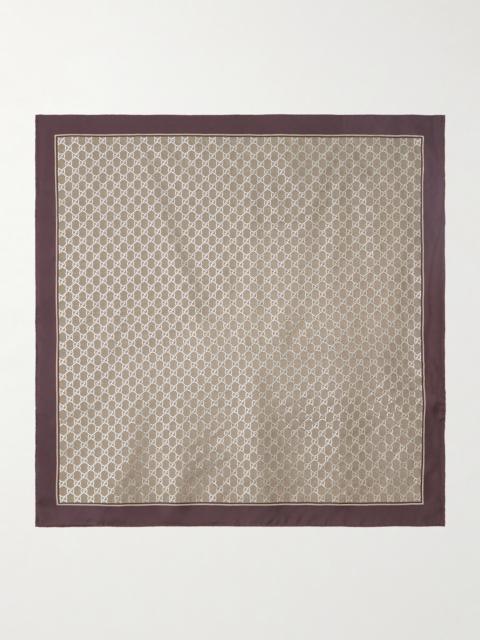 GUCCI Printed Metallic Silk-twill Scarf