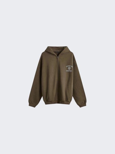 ESSENTIALS Heavy Fleece Full Zip Hoodie Brown