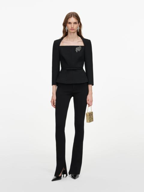 self-portrait Black Tailored Brooch Top