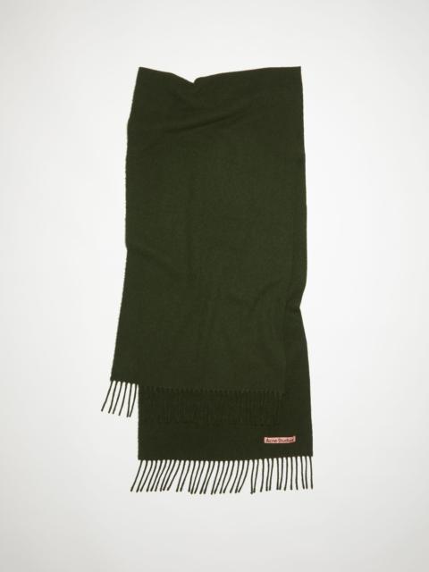Fringe wool scarf – Narrow - Wood Green Melange