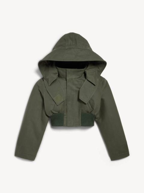 BALENCIAGA Women's Cropped Military Parka in Green