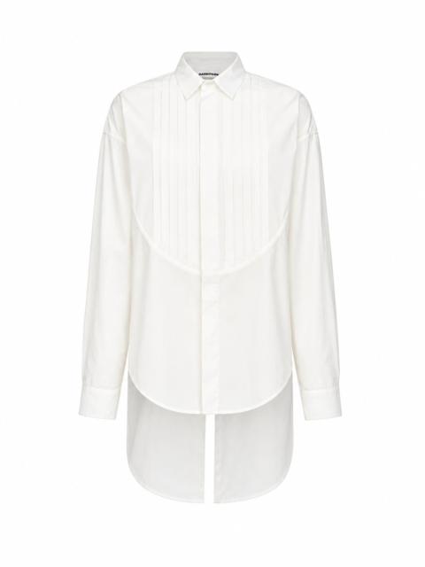 DARKPARK White pleated asymmetric hem cotton shirt