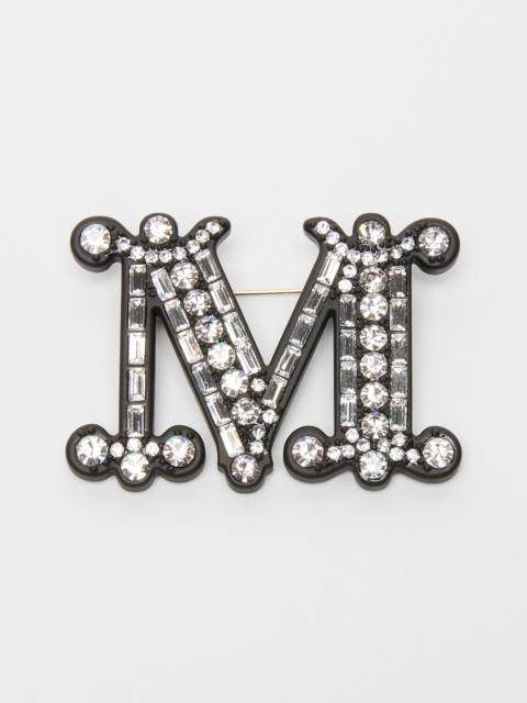 Max Mara Monogram brooch with crystals
