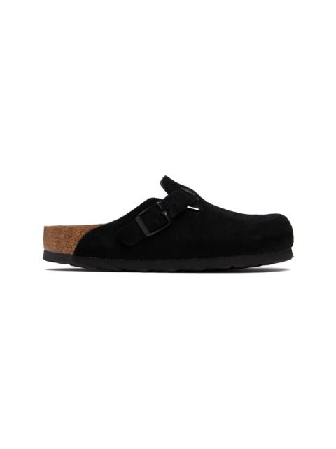 BIRKENSTOCK Black Regular Boston Soft Footbed Suede Leather Loafers