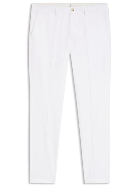 BOSS SLIM-FIT TROUSERS IN COTTON, SILK AND STRETCH