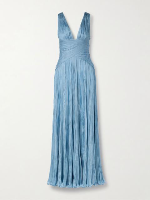 MARMAR HALIM Gathered plissé-silk gown Blue
