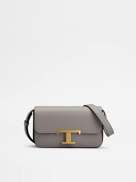 Tod's T TIMELESS CROSSBODY BAG IN LEATHER MICRO - GREY