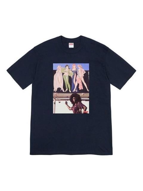 Supreme Supreme FW19 Week 7 American Picture Tee USA Photo Printing Short Sleeve Unisex Navy Blue SUP-FW19-7