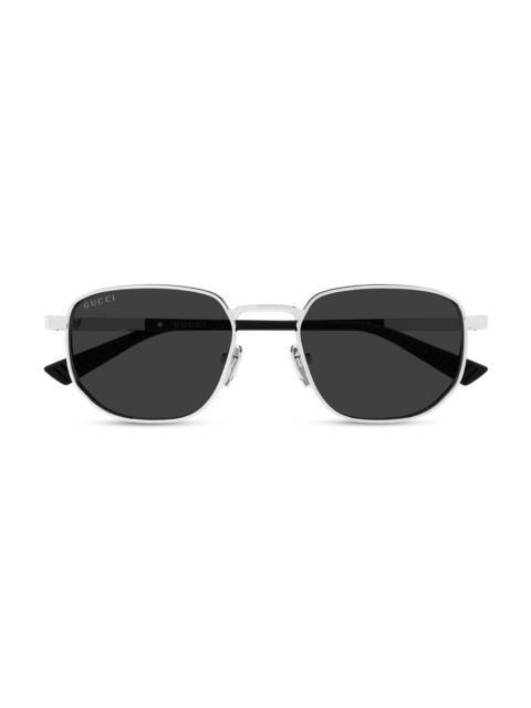 GUCCI Men's Subtle Web Sporty 54MM Rectangular Sunglasses - Silver Black