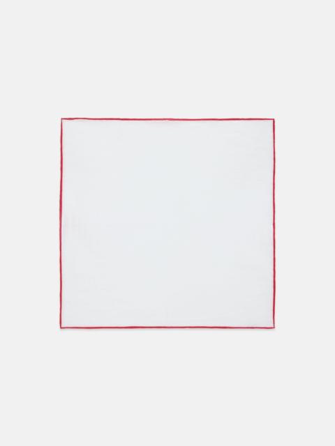 J. PRESS MADE-IN-ITALY WHITE WITH RED EDGE LINEN POCKET SQUARE
