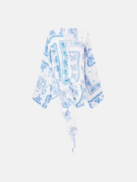THE ATTICO LIGHT BLUE AND WHITE MINI DRESS