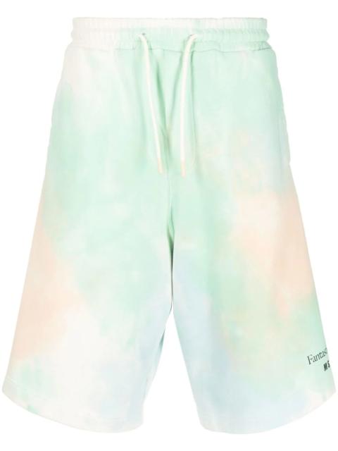 MSGM logo-print tie-dye shorts