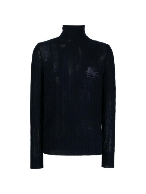 roll-neck cashmere cable-knit jumper