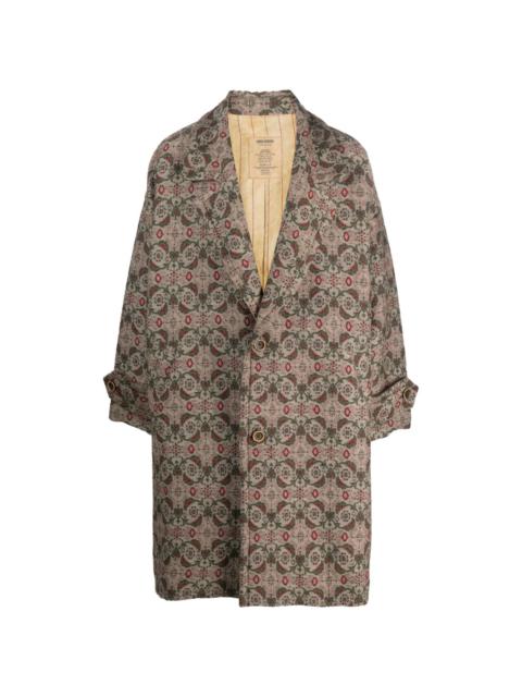 graphic-print single-breasted coat