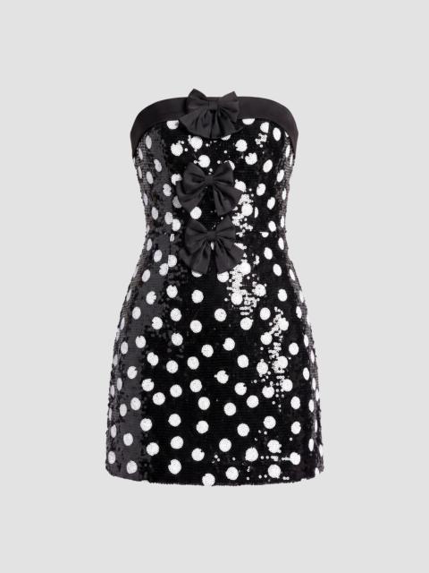 Dress The Population Women's Alysia Sequin Polka Dot Mini Dress - Black White
