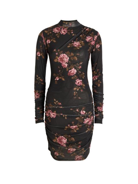 Reformation Reformation Emerson Floral-print Ruched Mesh Mini Dress