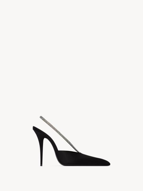 SAINT LAURENT AMANDA SLINGBACK PUMPS IN SATIN CREPE AND RHINESTONES