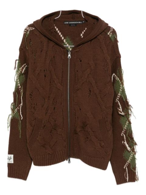 Andersson Bell cable-knit fringed hoodie