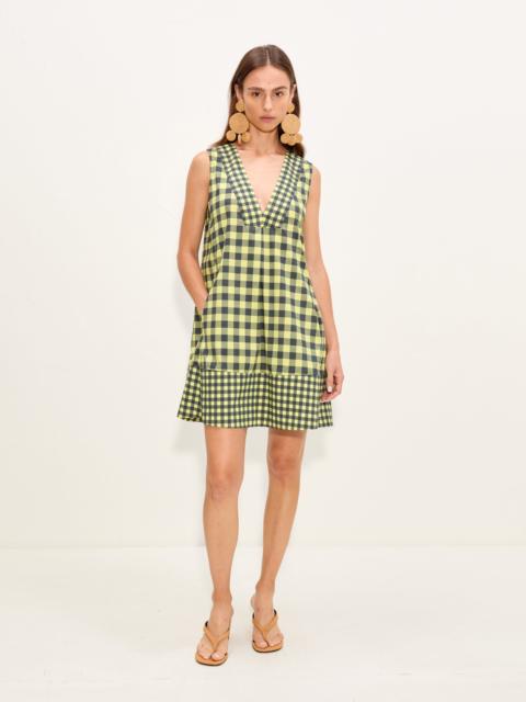 SIMONMILLER Mar Poplin Mini Dress In Peridot/Ebony Gingham