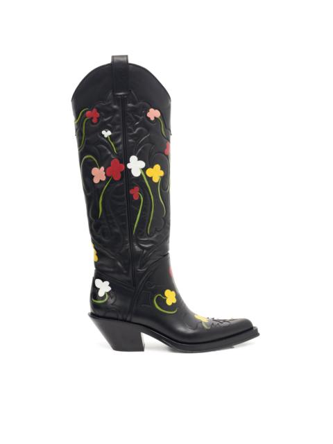 GABRIELA HEARST Hand Painted Capitana Cowboy Boot in Floral Multi Leather