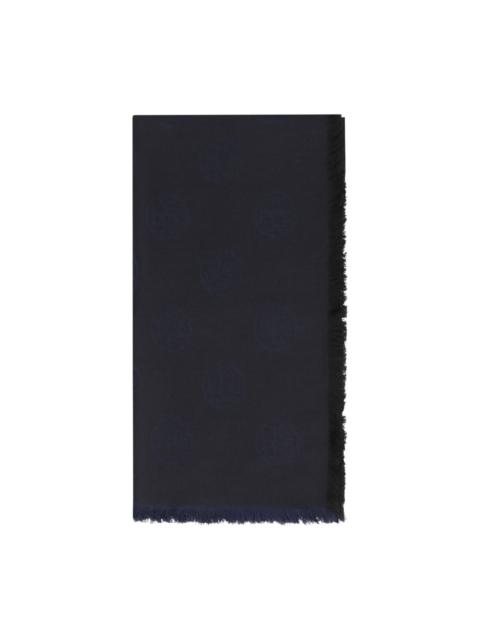 TORY BURCH logo-pattern frayed-edge scarf