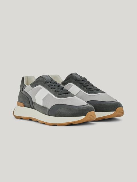 Canali GRAY TECHNICAL FABRIC AND LEATHER RUNNER SNEAKERS