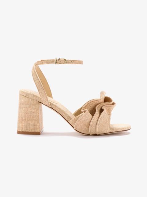 Larroudé Selena Ruffle Sandal In Beige Raffia