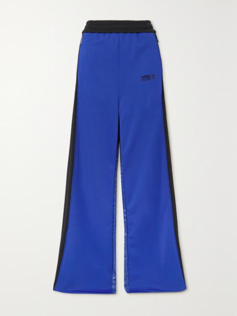 Moncler + Adidas Originals Shell-trimmed Two-tone Jersey Wide-leg Track Pants