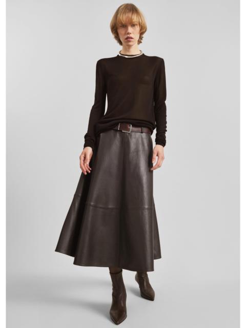 The Frankie Shop Savil Leather Midi Skirt - Dark Brown