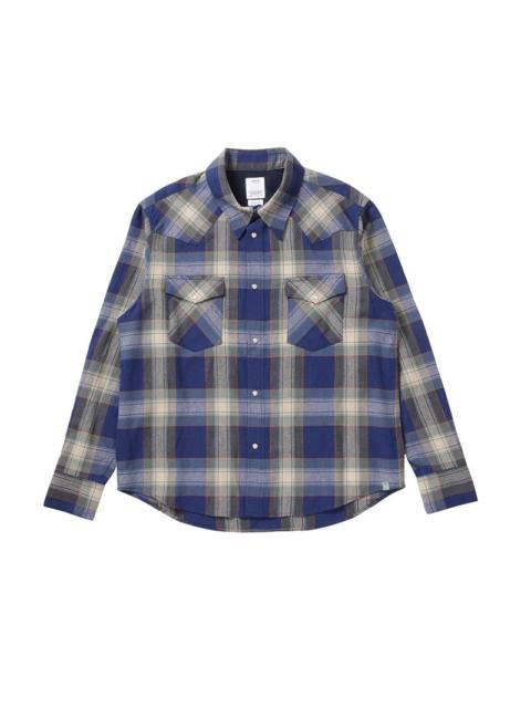 visvim FOUR CORNERS CHECK L/S BLUE