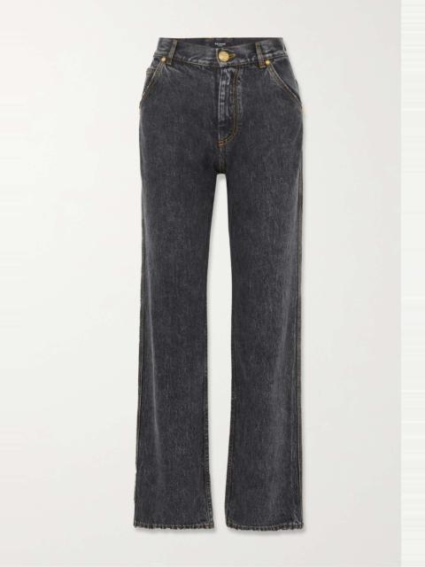 High-rise straight-leg jeans