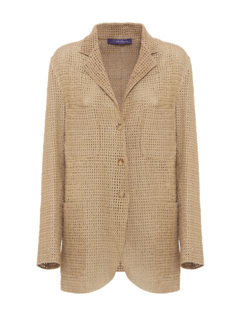 Ralph Lauren Lydia Open-Knit Leather Blazer nude