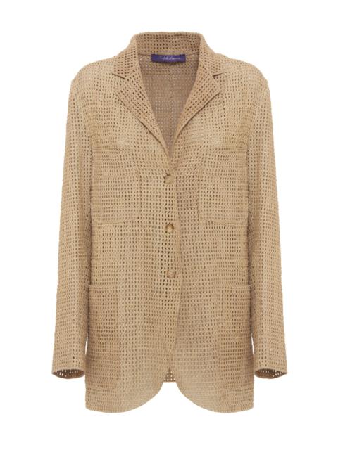 Lydia Open-Knit Leather Blazer nude