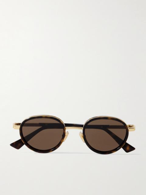 Bottega Veneta Panthos Round-Frame Tortoiseshell Recycled-Acetate and Gold-Tone Sunglasses