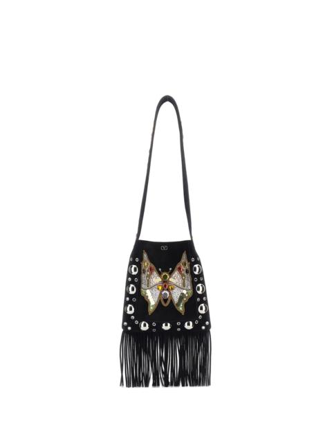 Valentino eyelet-embelishment fringed-hem shoulder bag