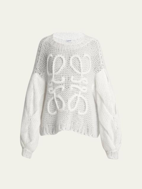 Anagram Cable-Knit Sleeve Sweater