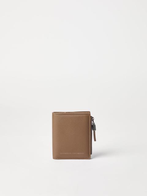 Brunello Cucinelli Grained leather small wallet with shiny zipper pull